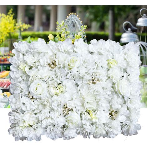 12 KüNstliche Blumen Wand Seidenblume Rosenwand Hintergrund Hochzeit Deco KüNstlich DIY Kunstblumen Fest Geburtstag Hochzeitsfotografie FüR Party Garten Dekor Romantische Paneele Weiß (1/5)