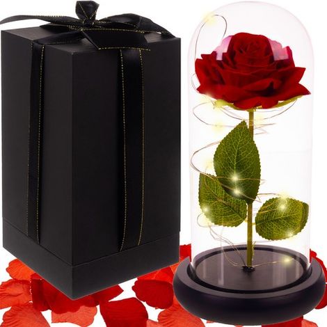 Flor de rosa eterna En el vaso una rosa brillante hermosa idea de regalo LED