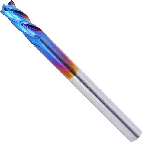 Fraise 4 dents Carbure Monobloc Revêtement NanoBlue CNC Queue Droite Outil de Fraisage (3,175 x 3,175 x 8 mm) (1/5)