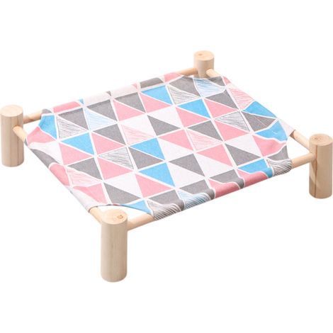 1 lit pour chat, structure surélevée en bois, tissu respirant, usage intérieur/extérieur, adapté chats chiens lapins (1/5)