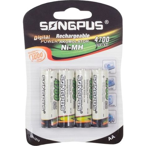Piles AA rechargeables - 4700 mAh - Lot de 4 (1/4)