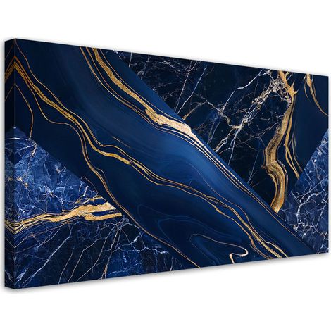 Tableau déco Abstraction de marbre bleu-or 100x50 (1/5)
