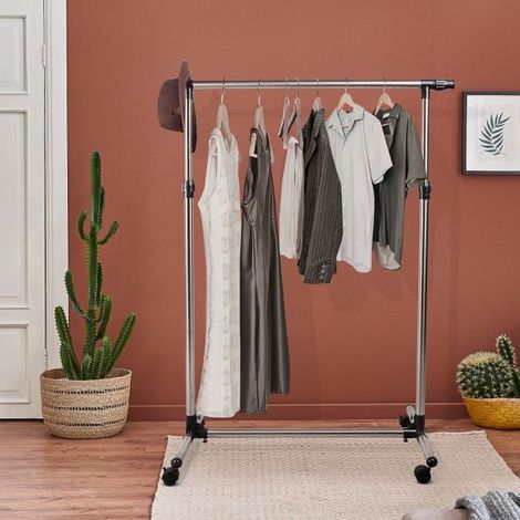 EASYCOMFORT Stender Appendiabiti Larghezza e altezza regolabili con Ruote in Acciaio Inox 160 x 170cm