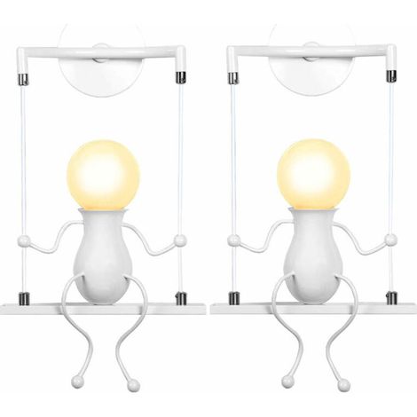 Aplique de pared infantil con diseño de columpio de muñecas, de hojalata – Juego de 2 lámparas decorativas modernas para salón o dormitorio.