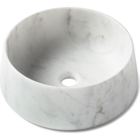 Vasque à poser ronde véritable Marbre - 41x16 cm - Blanc (1/3)