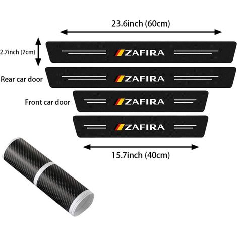 (4 pièces) Seuil de porte en fibre de carbone pour Opel Zafira : protection anti-rayures,film adhésif pour seuil de porte,intérieur (1/2)
