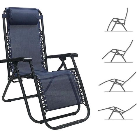 Sdraio poltrona relax da esterno LOUIS reclinabile in tessuto textilene BLU (1/2)