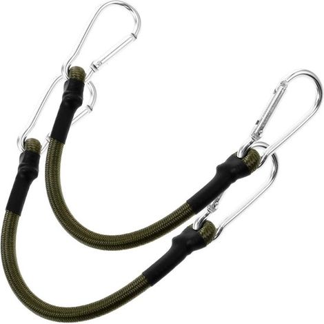 Set di 2 corde elastiche ad alta elasticità con moschettone robusto per tende e bagagli da campeggio. (1/4)