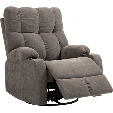 Fauteuil inclinable pivotant avec repose-pieds, supportant jusqu'à 150 kg, structure en acier, 88 x 96 x 108 cm, marron clair (1/5)