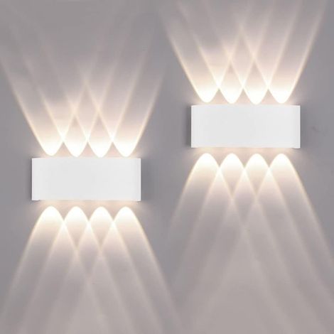 Pack Applique Murale Extérieur/Intérieur LED Appliques Extérieure 16W 1600lm ip65 imperméable moderne en aluminium up and down applique lumineuse spot Lampe Murale(blanc 3000k lumière chaude) [Class (1/5)