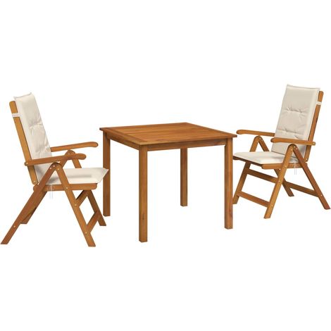 Conjunto de comedor de jardín de 3 piezas 2 plaza Crema vidaXL (1/5)