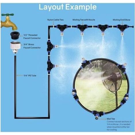 Brumisateur extérieur 20m avec 20 buses en laiton – Système de brumisation pour terrasse, jardin, serre – Abaisse température jusqu'à 20°C – Scorpio (1/4)