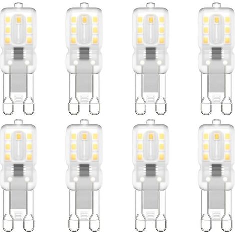 Lot de 8 ampoules LED G9, G9 LED 220 V Blanc naturel 4000 K 3 W équivalent halogène 30 W [Classe énergétique E]