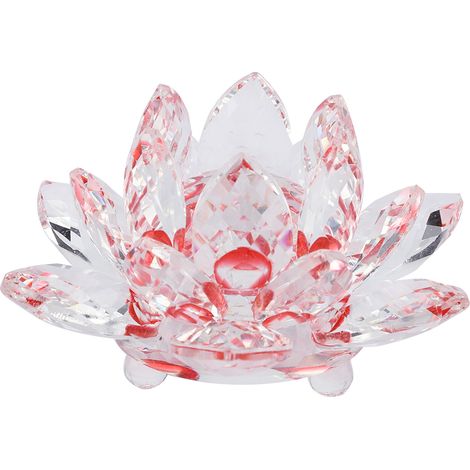 Presse-Papier Cristal Quartz Rouge Forme Lotus - Décoration Intérieure Mariage Anniversaire - Objet Décoratif Bureau Salon - 1 Pièce (1/5)