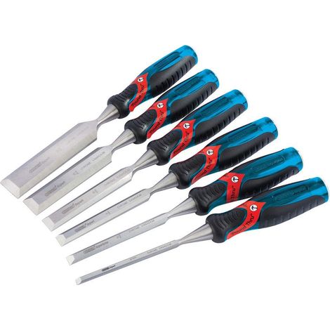 Draper 6-Piece Soft Grip 'Pound Thru' Bevel Edge Wood Chisel Set, 140mm - Durable Hand Tools for Carpentry and Woodworking (1/5)