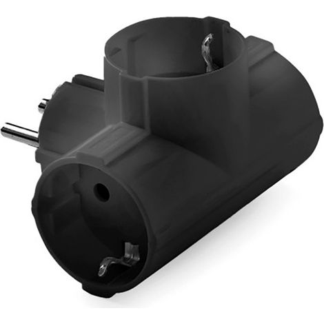 Adaptateur Triple Schuko 2p+t, 16a 250 V, Noir