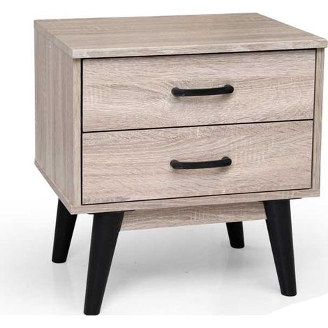 Comodino camera rovere piedini neri alti Due cassetti cm 48 x 38 x 50 h (1/2)