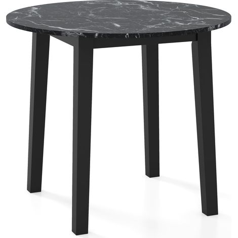 COSTWAY Round Dining Table 35” Kitchen Table w/ Rubber Wood Legs-Black (1/5)