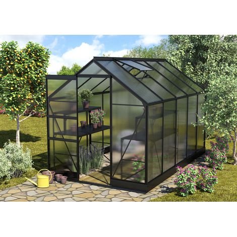 Vitavia Gewächshaus "Apollo 6200", schwarz, 6,2 m², 4 mm HKP