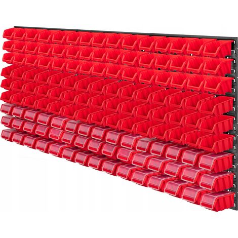 KADAX Werkstattwandregal, Wandplatten, 174 x 78 cm, Rot, 135 tlg.
