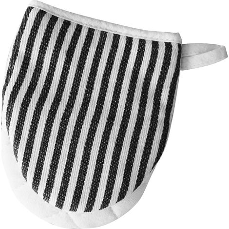 Gants de four à micro-ondes résistants à la chaleur, à rayures, en coton épais avec cordon, noirs (1/5)