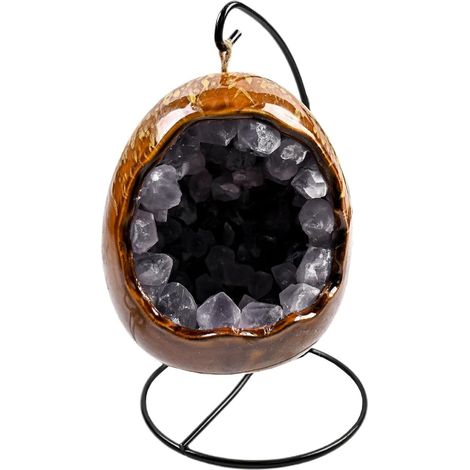Lampe géode améthyste, lampe en en forme d'œuf de dinosaure, décoration de chambre, lampe fantaisie alimentée par USB pour chambre à coucher, salon, 20 x 10 cm, 736 g, (1/5)