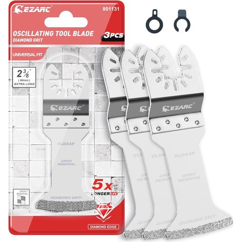 Diamond Lot de 3 lames de scie multifonctions avec extra longue portée pour mortier, carrelage, joint, 3 pièces (1/5)