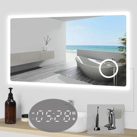 Wandspiegel LED Badspiegel Badezimmerspiegel mit steckdose Bluetooth 3 farben Dimmbar Memory Funktion 120x70cm (1/5)