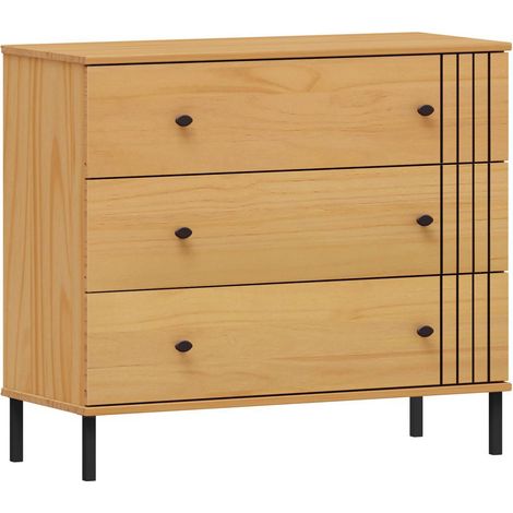 Kommode mit 3 Schubladen Kiefer massiv eichefarbig WILLOW-69 (1/5)