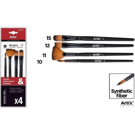 Set di 4 pennelli sintetici