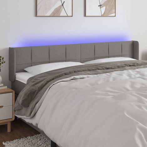 vidaXL Cabecero con LED de tela gris oscuro 163x16x78/88 cm (1/5)