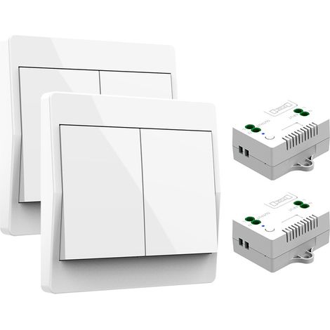 Wireless Light Switch Kit – Battery-Free, Easy Installation, Remote Control for Lamps and Lights, White (1/5)