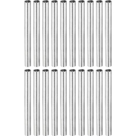 Manchon Filetée Rond Écrou Accouplement M4x0.7mm Femelle Filetage 50mm Raccorder Tige Barre Goujon Tube Écrou Connecteur pour Rallonger, Argenté Paquet de 20 (1/5)
