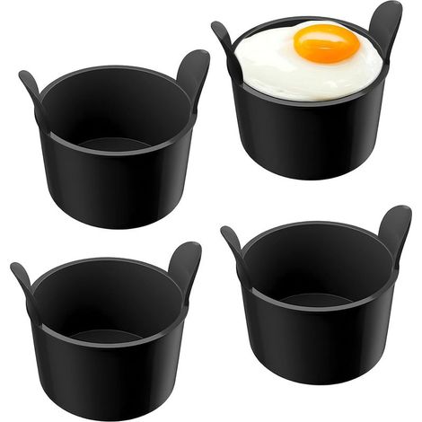 Juego de 4 moldes de silicona para freidora de aire, moldes para huevos escalfados, moldes para huevos de microondas para freidora de aire, moldes para hornear platos de soufflé, cupcakes (1/4)