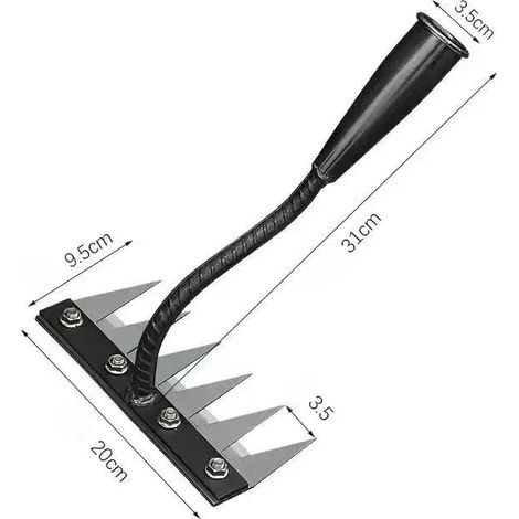 Râteau de jardin à main en acier au carbone (six dents), herse agricole à clous, râteau multifonctionnel détachable pour la ferme en acier au manganèse. (1/5)