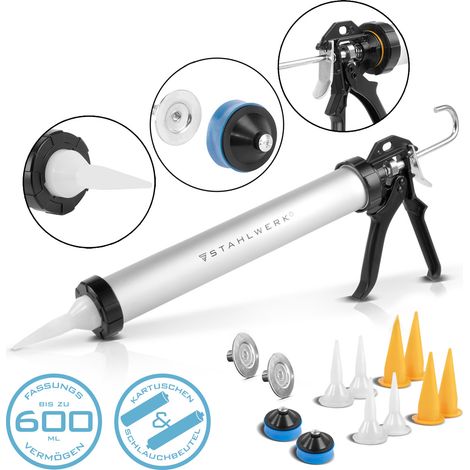 STAHLWERK Pistolet à silicone SP-600 ST 600 ml en aluminium robuste