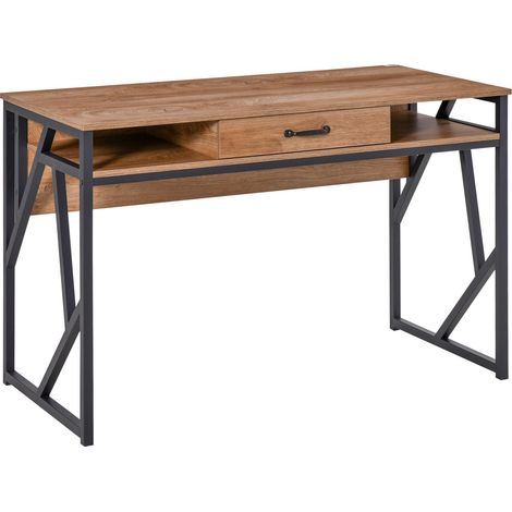 Scrivania da Ufficio 120x60x76 cm con Mensole e Cassetto Nero Marrone (1/5)
