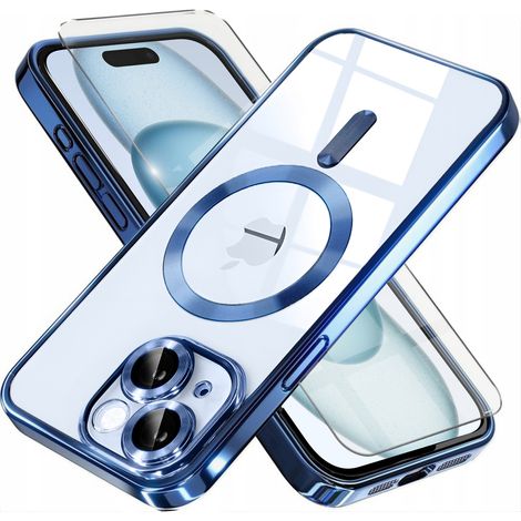 Custodia per iPhone 15, Electro MagSafe, blu + pellicola protettiva per lo schermo (1/5)