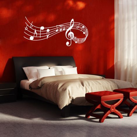 White Music Note Wall Stickers Vinyl Decal Music Wall Art Large Black PVC Adhesive Mural Aesthetic Stickers Decor Peel Stick for Home Studio Classroom School Decorations Gift (1/2)