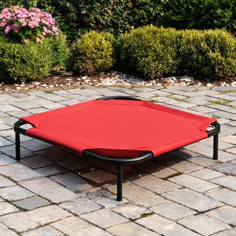 Lit surélevé pour animaux en tissu Oxford et textilène rouge et (1/5)
