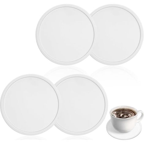Lot de 4 dessous de verre en silicone,Lot de 4 dessous de verre en silicone,dessous de verre,dessous de verre ronds antidérapants et isolants en verre pour table,bureau,cuisine,bar,boissons,protection (1/5)