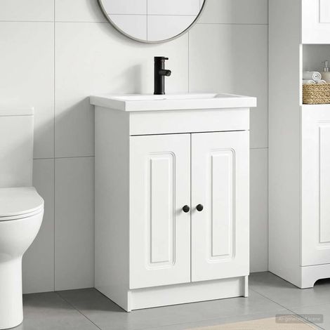 vidaXL Badezimmermöbel-Set Hochglanz Weiß 56 x 37,5 x 81 cm (1/5)