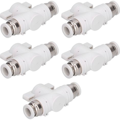 Lot de 5 raccords de vanne pneumatique, interrupteur de contrôle de débit d'air manuel, connecteur autobloquant rapide BUC-8 (1/5)