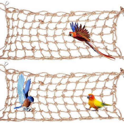 Set of 2 Climbing Nets, Hemp Rope, 8 Hooks, Hammock Swing, Bird Cage, Parrot (1/5)