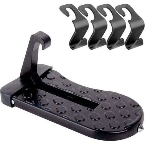 Pédale Porte Voiture Pliable, XU, Pédale Crochet Porte, Alliage D'aluminium Marchepied Porte Toit Pliable, Avec Marteau Sécurité, Pour Voiture Camion Caravane SUV (Charge180 Kg) - (1/4)
