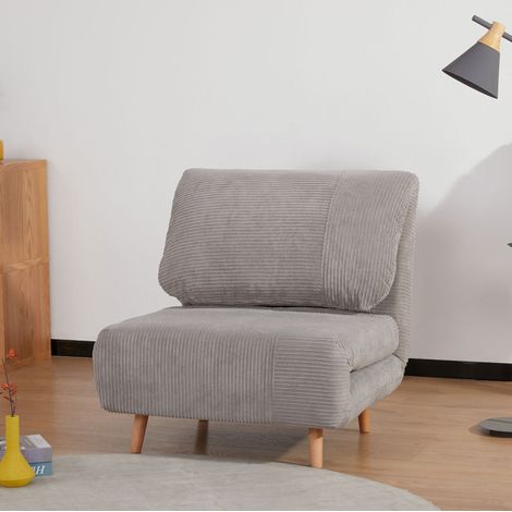 Fauteuil convertible 193x82x28 cm gris clair en bois avec dossier réglable 3 positions (1/5)
