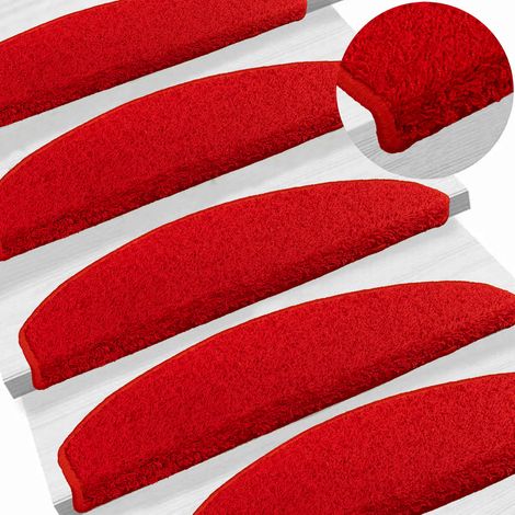 Maison Exclusive - Tappetini per scale autoadesivi 15 pcs Rosso 80 x 24,5 x 3,5 cm
