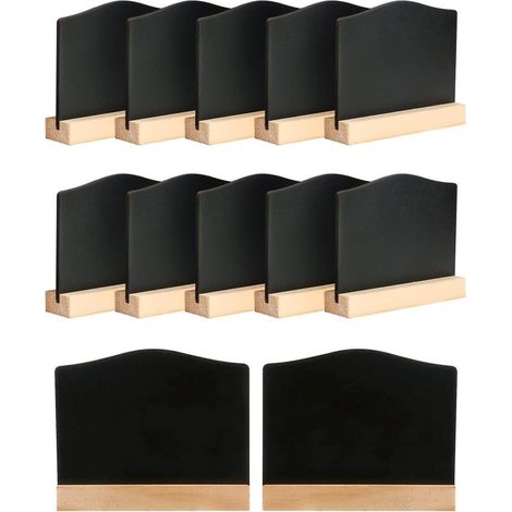Mini Tableau Noir En Bois - Avec Support Amovible - Pour étiquettes De Buffet Et Prix - Lot De 12 Pièces (1/5)