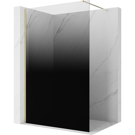Mexen Kioto Duschwand Walk-in 110 x 200 cm, ombre schwarz 8 mm, gold - 800-110-101-50-76 (1/5)