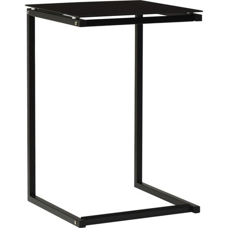 Table d'appoint noire, 40 x 40 x 60 cm, verre trempé